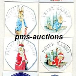 50P Commemorative Colour Coin (Xmas) Decals Stickers - Choose from Paddington, Peter Rabbit, Snowman