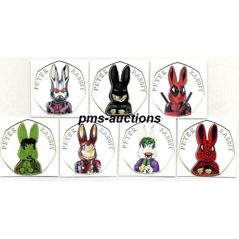 50P Superhero Colour Coin Decals Stickers - Choose from 7x Characters