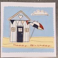 Beach Hut Birthday card with FREE postage