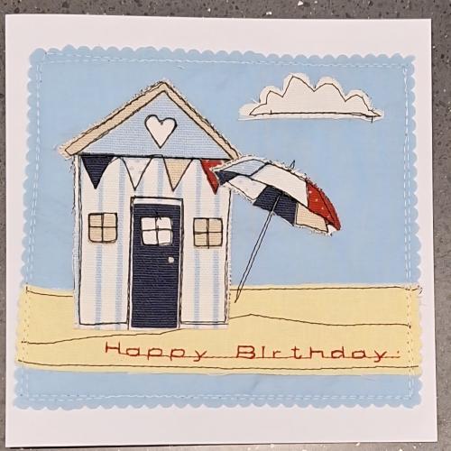 Beach Hut Birthday card with FREE postage