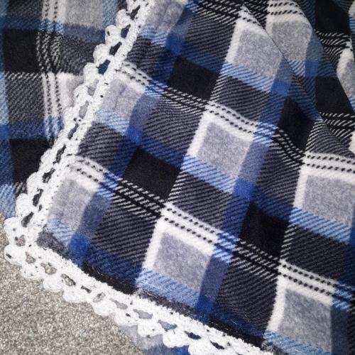 Pram/cot fleece blanket with crochet edging - FREE postage