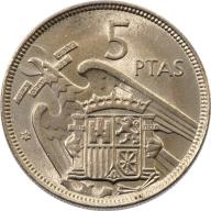 1973 Spain Spanish 5 Five Pesetas FRANCISCO FRANCO CAUDILLO Eagle of St John