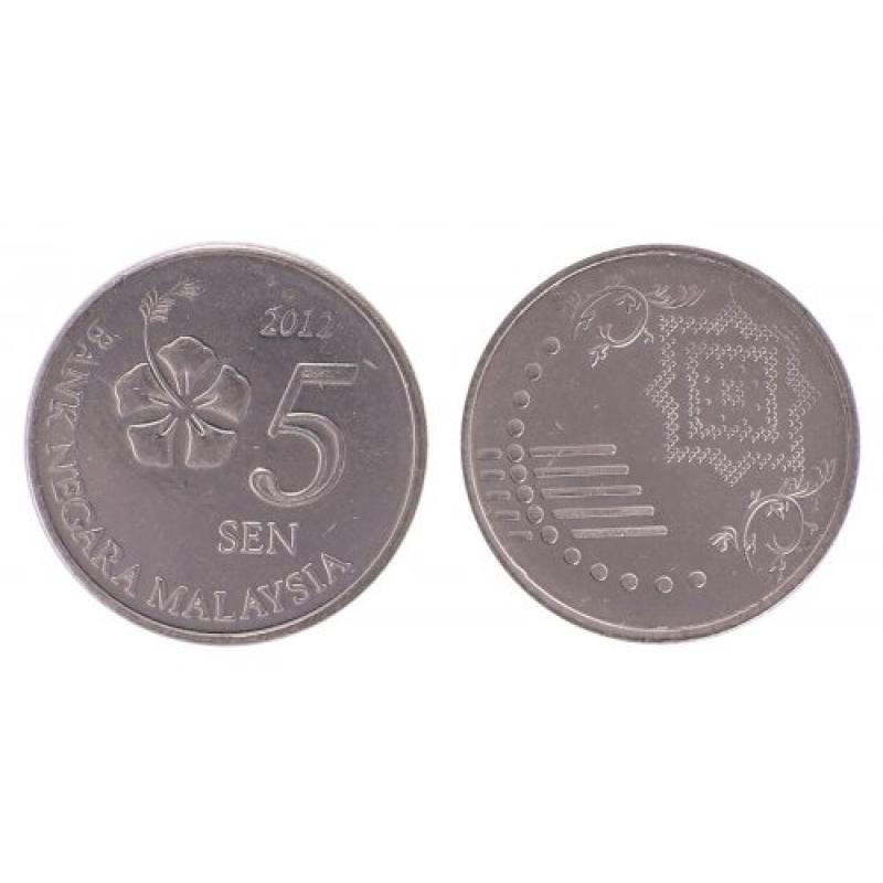 2016 Malaysia 5 One Sen Hibiscus Flower