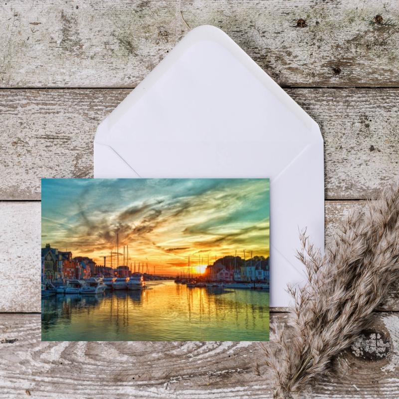 A6 Weymouth Harbour Blank Greeting Card with envelope