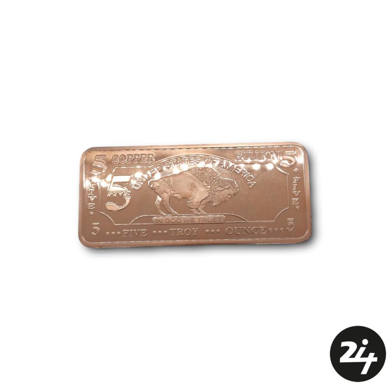 5 oz 999 Fine Copper Buffalo Bar