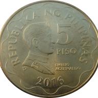 2010 Philippines 5 Five Piso Head of Emilio Aguinaldo Central Bank Seal