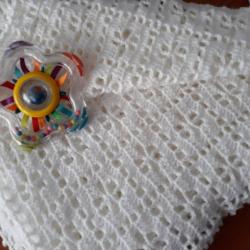 Handmade White Baby Shawl/Blanket