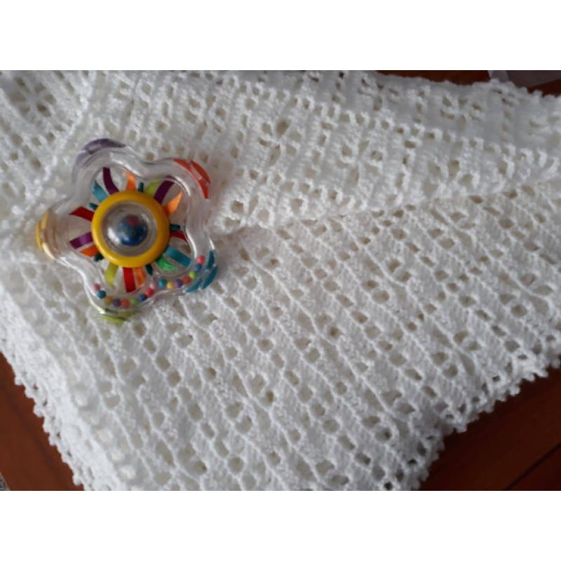 Handmade White Baby Shawl/Blanket