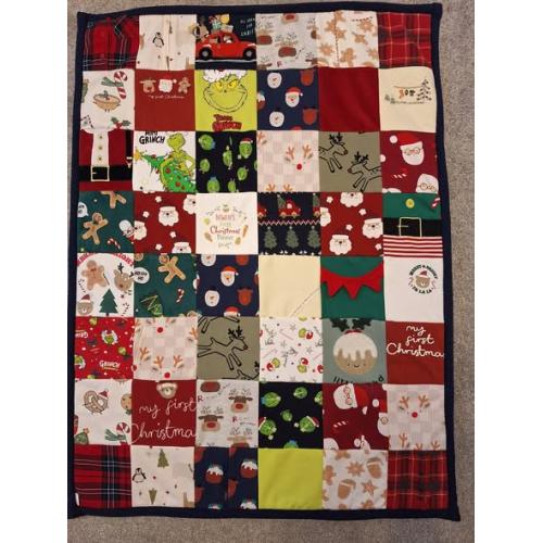 Keepsake Cot size blanket made from preloved clothing