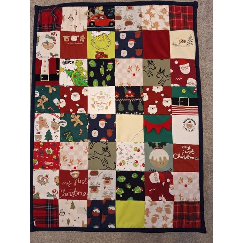 Keepsake Cot size blanket made from preloved clothing