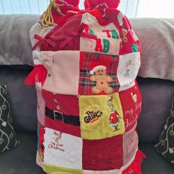 Keepsake Xmas Sack made from preloved clothing