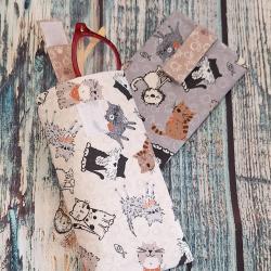Handmade Fabric Glasses Case - cream background