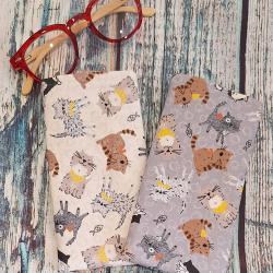 Handmade Fabric Glasses Case - cream background