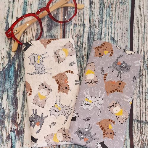 Handmade Fabric Glasses Case - grey background