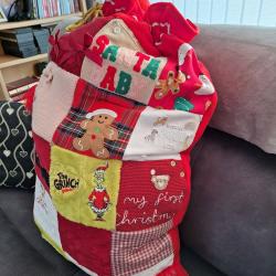 Keepsake Xmas Sack made from preloved clothing
