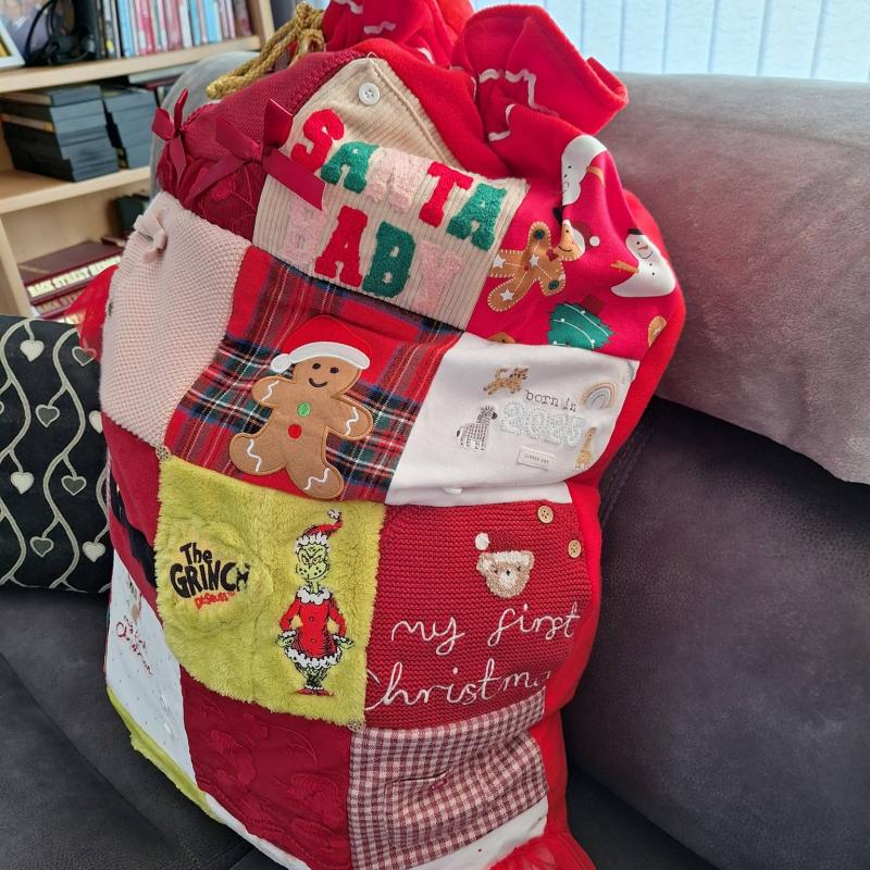 Keepsake Xmas Sack made from preloved clothing