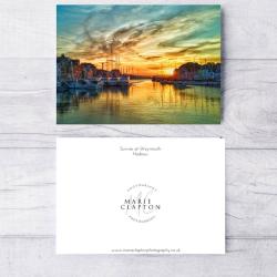 Single Weymouth Harbour Dorset Blank Greeting Card with envelopes