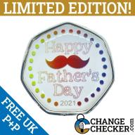 TGBCH Happy Fathers Day Moustache Rare 50p Novelty Coin Limited Edition of 100