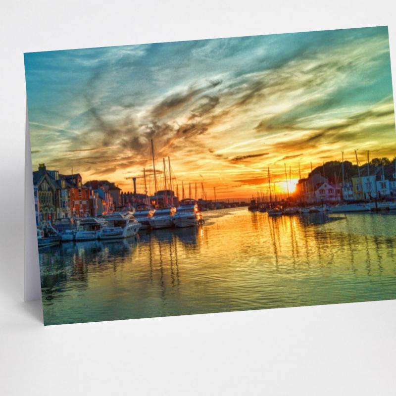 Single Weymouth Harbour Dorset Blank Greeting Card with envelopes