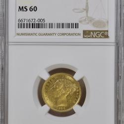 1884 Victoria Half Sovereign - NGC MS60