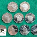 2021 FULL SET PENGUINS Falkland Islands Fifty Pence 50p NINE COINS From Bags