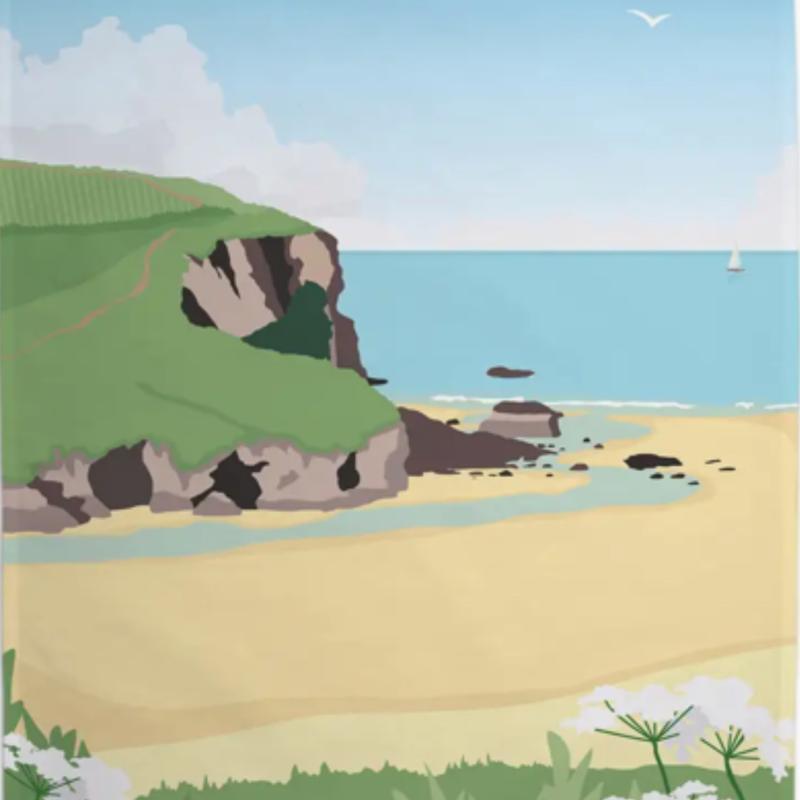 Mawgan Porth Cornwall T Towel By Artist Tabitha Mary Seller 368