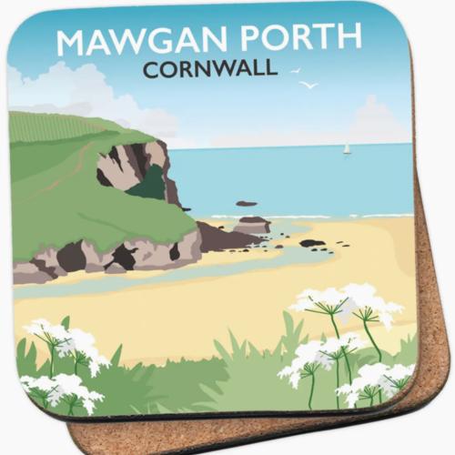 Mawgan Porth Cornwall Cork Coaster By Artist Tabitha Mary Seller 368