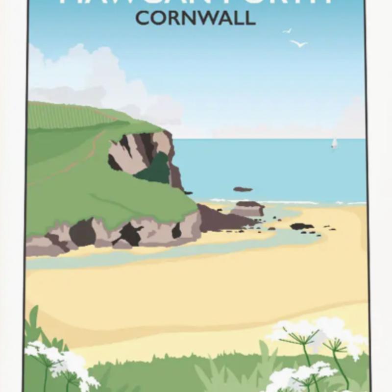 Mawgan Porth Cornwall Mounted Art Print 40x50cm By Artist Tabitha Mary Seller 368