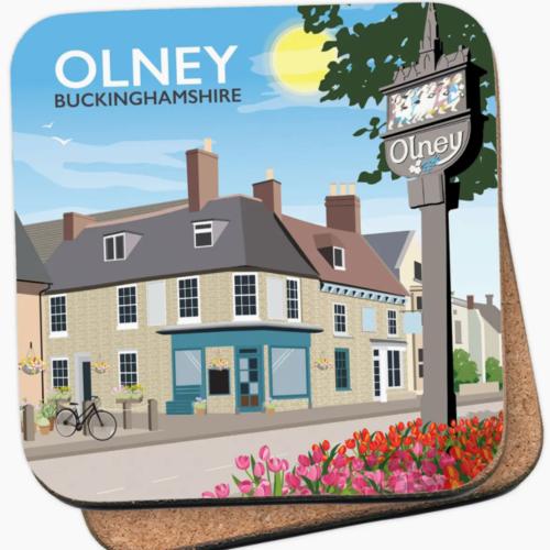 Olney Buckinghamshire Cork Coaster By Artist Tabitha Mary Seller 368