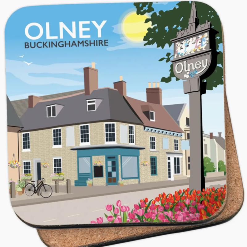 Olney Buckinghamshire Cork Coaster By Artist Tabitha Mary Seller 368