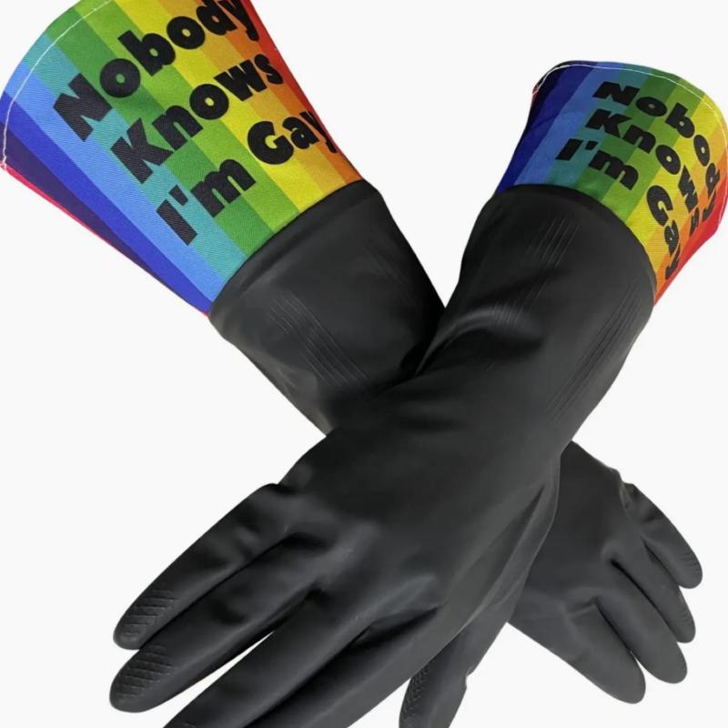 Nobody knows I’m Gay Washing Up Gloves A Novelty Diabolical Gift