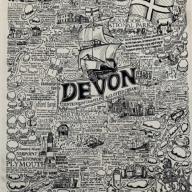 Devon Heavy Cotton T Towel Hand Drawn Map Artist & Brand James Illustrates