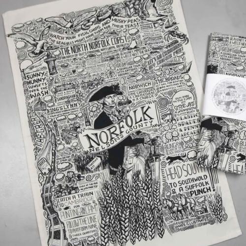 Norfolk Nelsons County Heavy Cotton T Towel Hand Drawn Map By James Illustrates