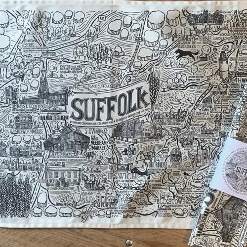 Suffolk Heavy Cotton T Towel Hand Drawn Map By James Illustrates