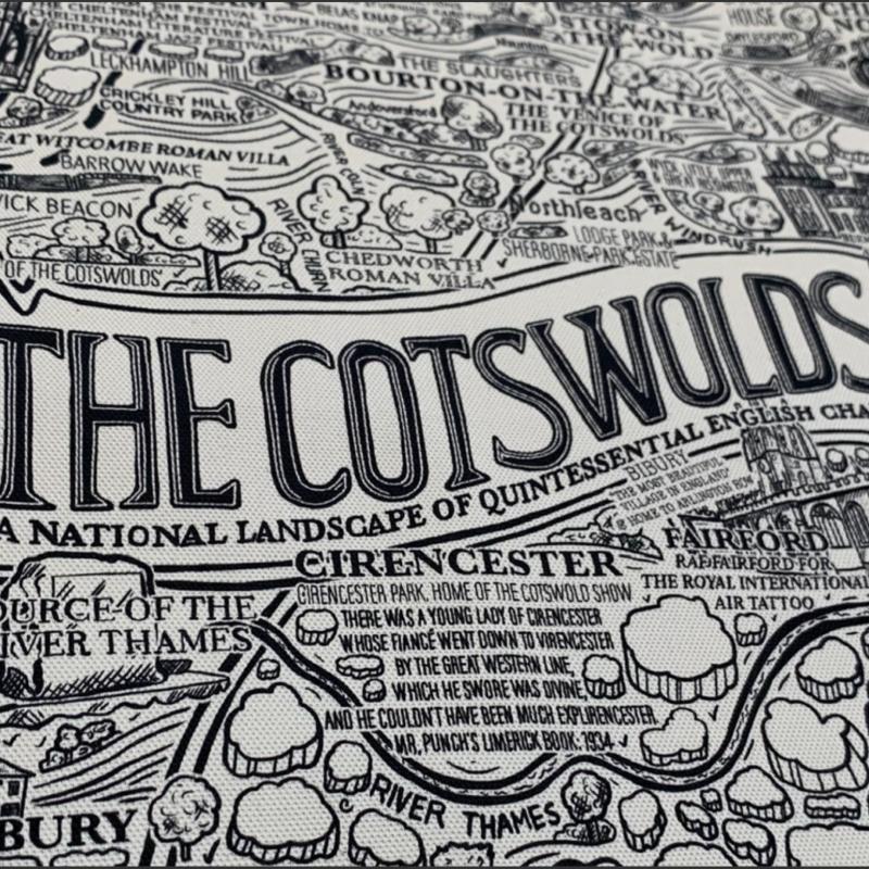 The Cotswolds Heavy Cotton T Towel Hand Drawn Map By James Illustrates