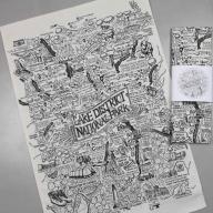 The Lake District Heavy Cotton T Towel Hand Drawn Map By James Illustrates
