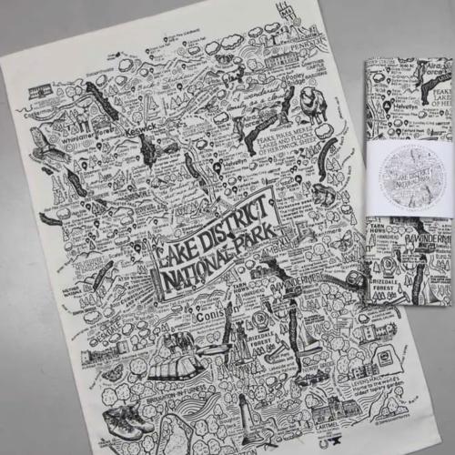 The Lake District Heavy Cotton T Towel Hand Drawn Map By James Illustrates