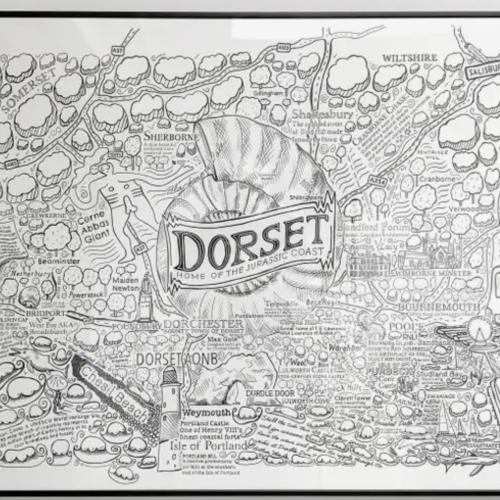 Framed Dorset Poster / Print With Hand Drawn Map By James Illustrates
