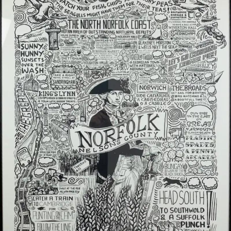 Framed Norfolk Poster / Print With Hand Drawn Map By James Illustrates