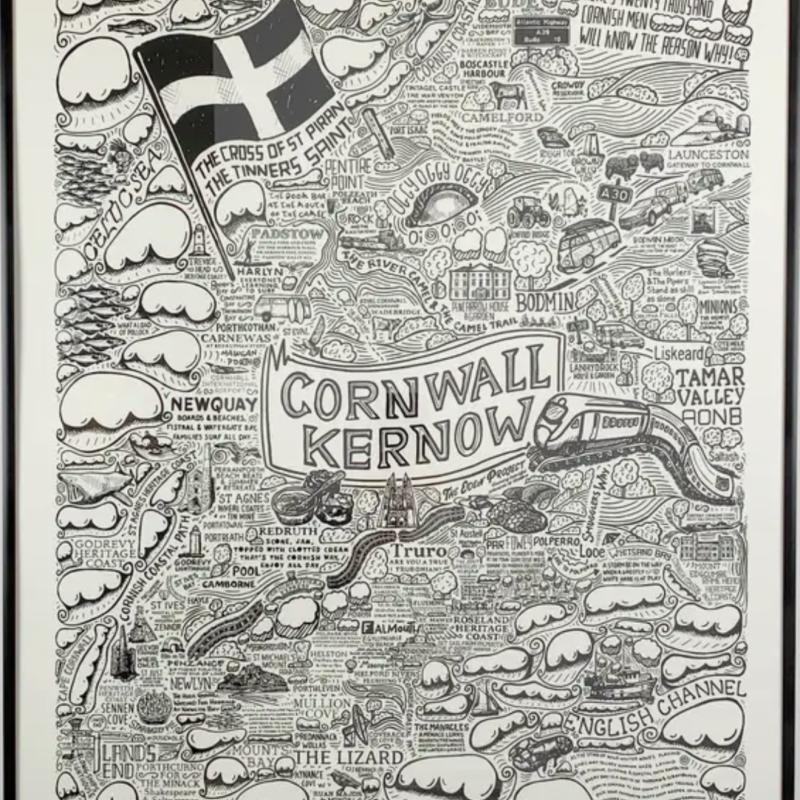 Cornwall Kernow Poster / Print With Hand Drawn Map By James Illustrates