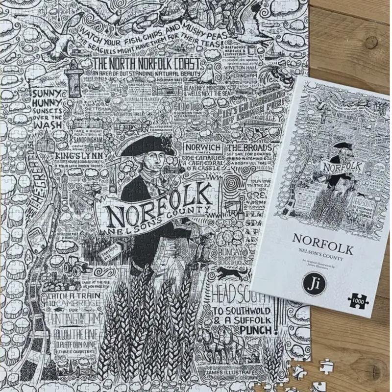 Norfolk Jigsaw Puzzle 1000 Pieces With Hand Drawn Map By James Illustrates