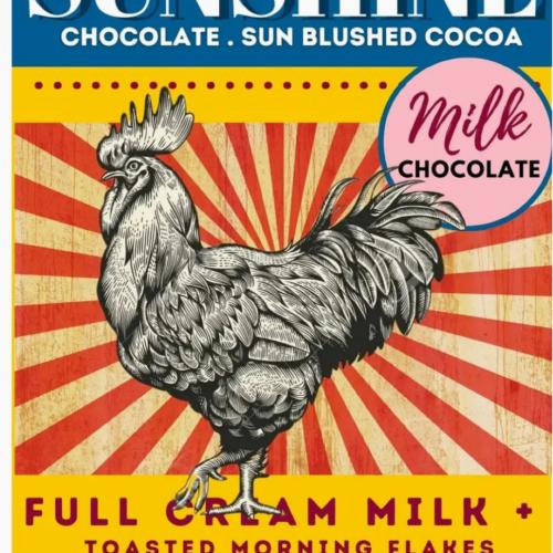 The Morning Cock Full Cream Milk & Toasted Morning Flakes Made Sunshine Chocolate