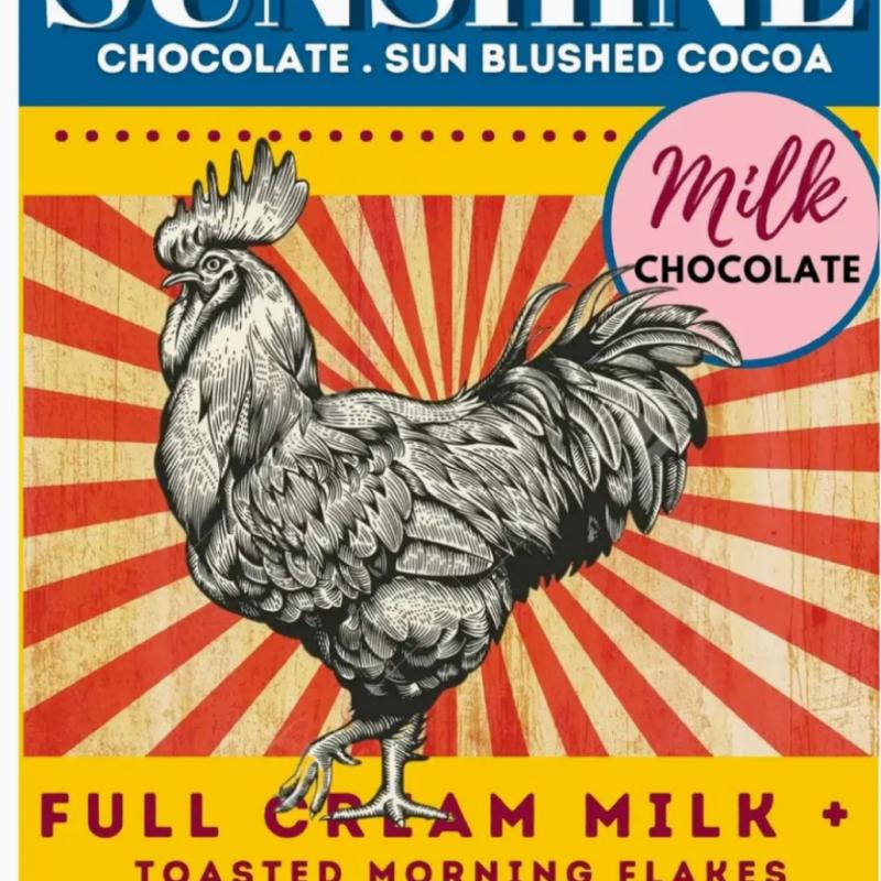 The Morning Cock Full Cream Milk & Toasted Morning Flakes Made Sunshine Chocolate