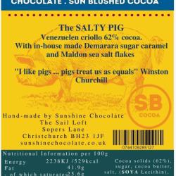 The Salty Pig Dark Caramel Salted Flakes Choc Bar Made By Sunshine Chocolate