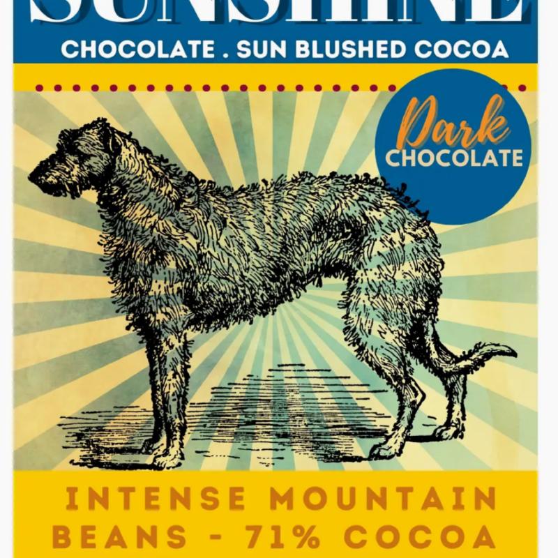 The Black Dog Intense Mountain Beans Choc Bar Made By Sunshine Chocolate