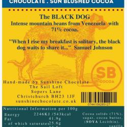 The Black Dog Intense Mountain Beans Choc Bar Made By Sunshine Chocolate