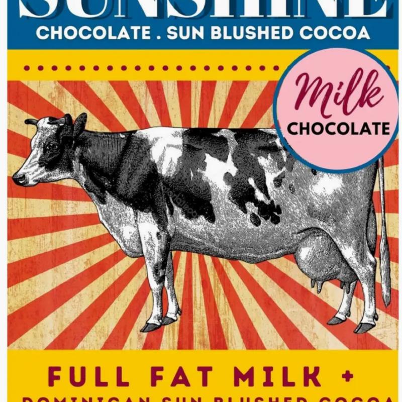 The Milker Dominican Sun Blushed Cocoa Choc Bar Made By Sunshine Chocolate