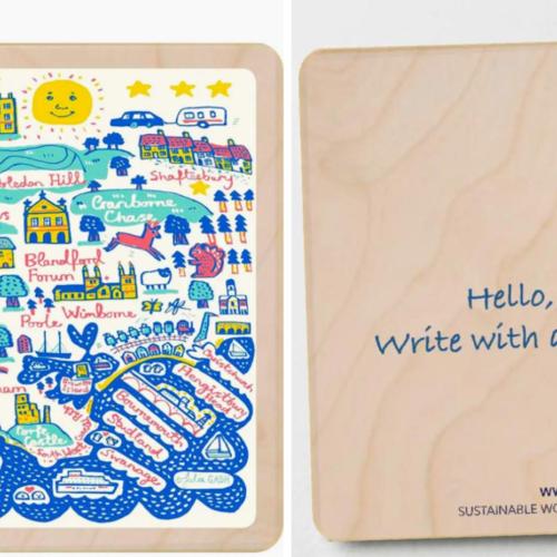 Dorset Map Postcard From The Wooden Postcard Company