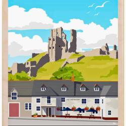 Corfe Castle Dorset Postcard From The Wooden Postcard Company