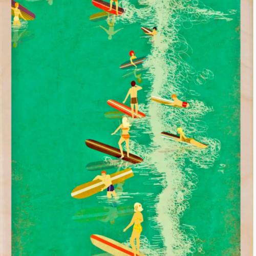 Green Surf Postcard From The Wooden Postcard Company
